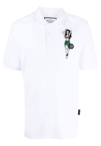 Philipp Plein Poloshirt mit Hawaii-Stickerei - Weiß