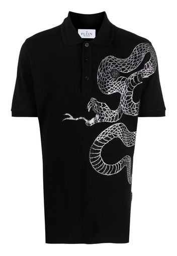 Philipp Plein Poloshirt mit Schlangen-Print - Schwarz