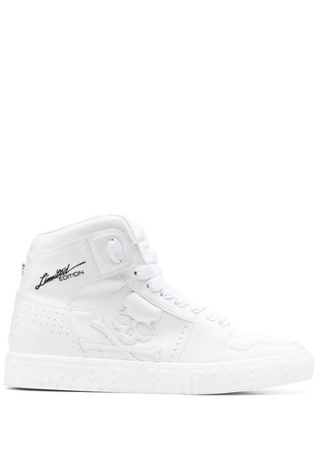 Philipp Plein Super Street Skull Bones High-Top-Sneakers - Weiß