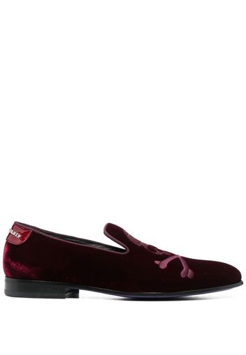 Philipp Plein Loafer aus Samt mit Totenkopf 20mm - Rot