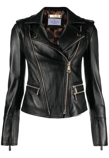 Philipp Plein Leather Biker jacket - Schwarz