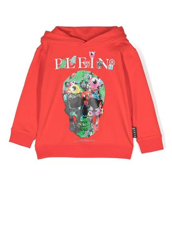 Philipp Plein Junior TEEN skull-print jersey hoodie - Rot