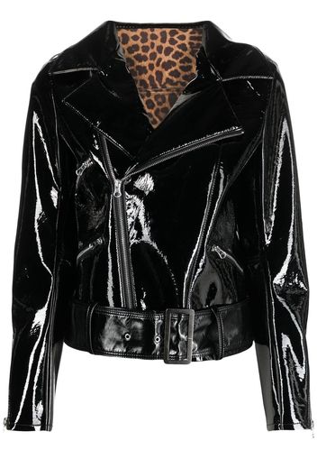 Philipp Plein Jacke aus Faux-Leder mit Glanzoptik - Schwarz