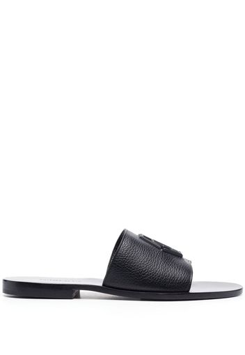 Philipp Plein Flache Slipper mit Logo - Schwarz