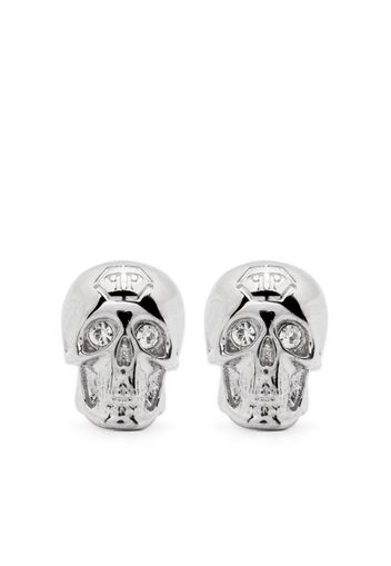 Philipp Plein 3D skull-motif stud earrings - Silber