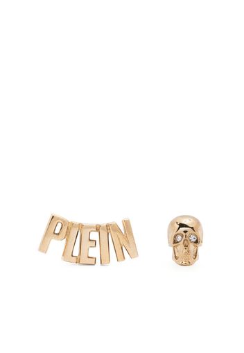 Philipp Plein asymmetric logo-lettering stud earrings - Gold