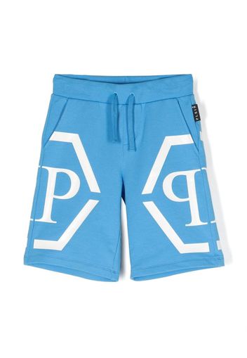 Philipp Plein Junior Shorts mit Logo-Print - 40588 BLUE