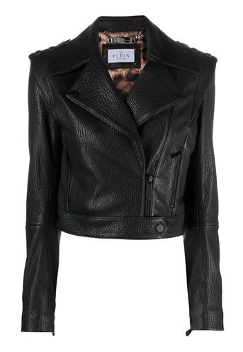 Philipp Plein Cropped-Bikerjacke - Schwarz