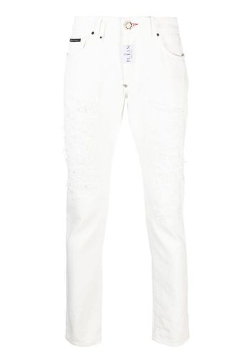 Philipp Plein distressed straight-leg jeans - Weiß