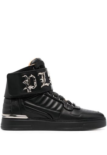 Philipp Plein High-Top-Sneakers mit Gotik-Schild - Schwarz