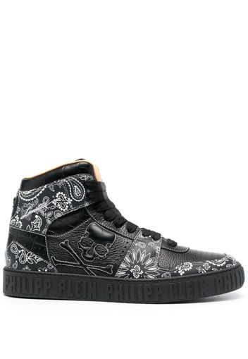 Philipp Plein High-Top-Sneakers mit Paisley-Print - Schwarz