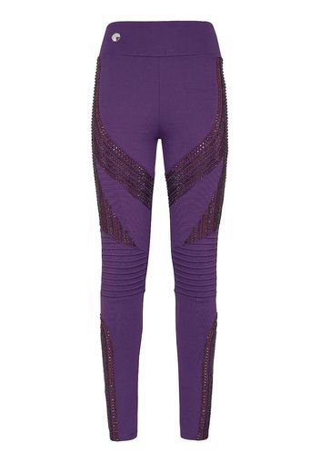 Philipp Plein Leggings mit Strass-Logo - Violett