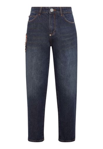 Philipp Plein Boyfriend-Jeans mit Applikationen - Blau