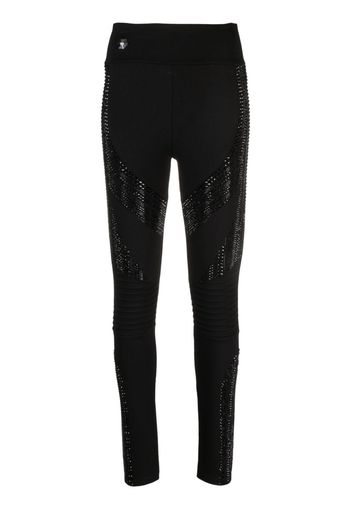 Philipp Plein Leggings mit Strass-Logo - Schwarz