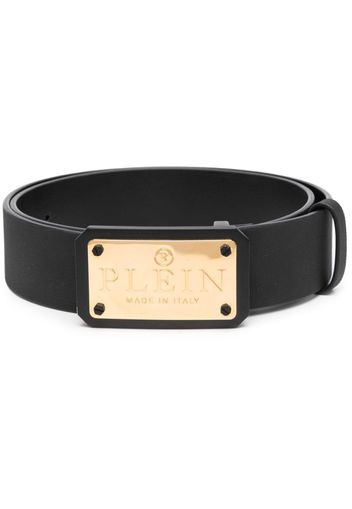 Philipp Plein logo-plaque leather belt - Schwarz