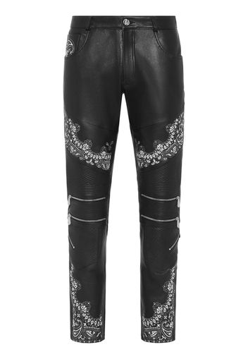 Philipp Plein slim-cut leather trousers - Schwarz