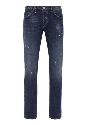 Philipp Plein distressed low-rise skinny jeans - Blau