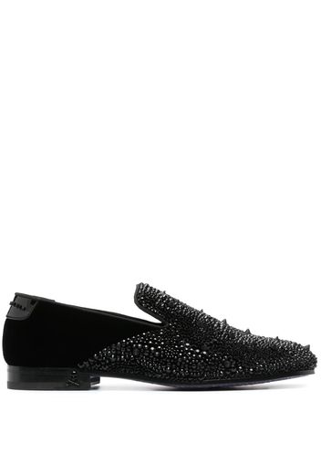 Philipp Plein Loafer in Samtoptik mit Strass - Schwarz