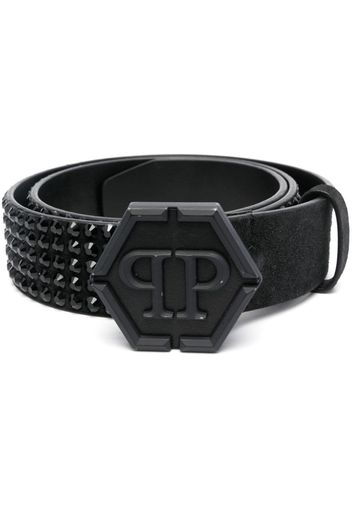 Philipp Plein embossed-logo buckle belt - Schwarz