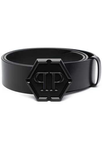 Philipp Plein Hexagon leather belt - Schwarz