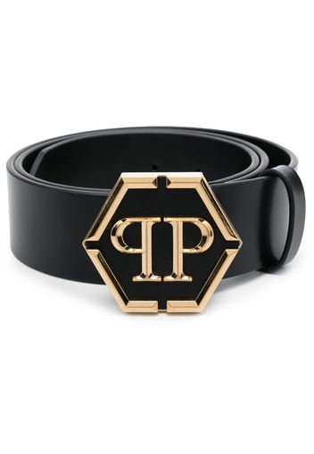 Philipp Plein Hexagon leather belt - Schwarz