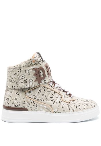 Philipp Plein paisley-print hi-top sneakers - Nude