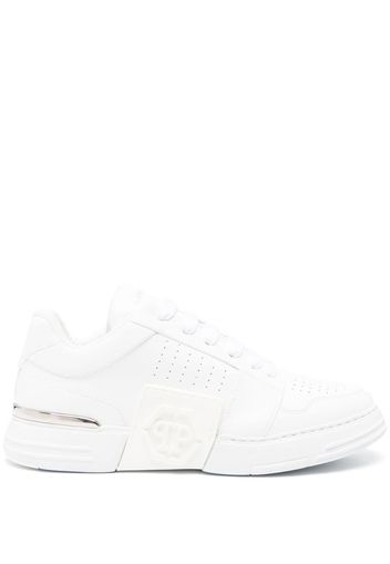 Philipp Plein logo-embossed leather sneakers - Weiß