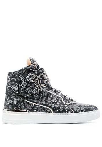 Philipp Plein High-Top-Sneakers mit Paisley-Print - Schwarz