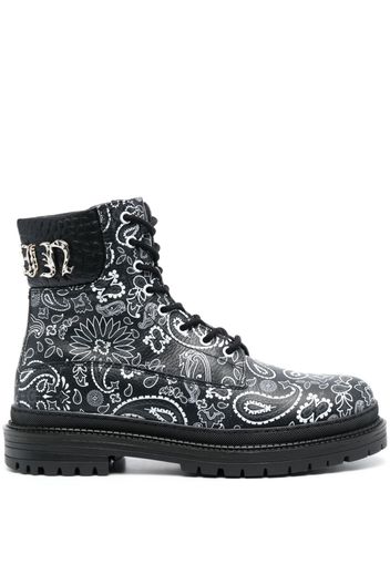 Philipp Plein paisley-print leather ankle boots - Schwarz