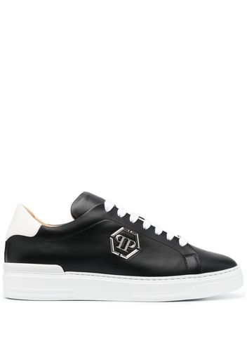 Philipp Plein logo-plaque two-tone leather sneakers - Schwarz