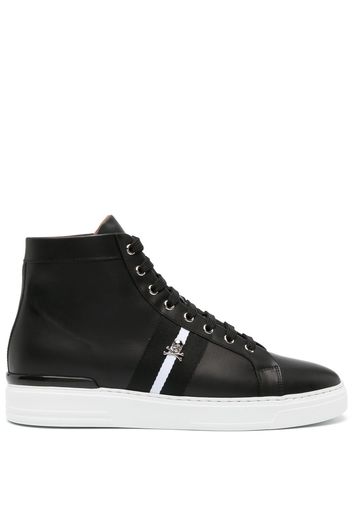 Philipp Plein skull-charm leather sneakers - Schwarz