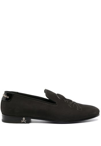 Philipp Plein Loafer aus Wildleder mit Totenkopf - Schwarz