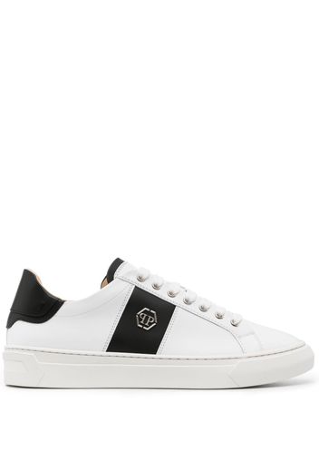 Philipp Plein logo-plaque leather sneakers - Weiß