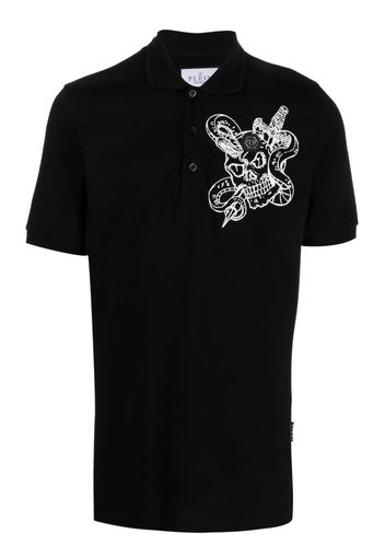 Philipp Plein Poloshirt mit Schlangen-Print - Schwarz