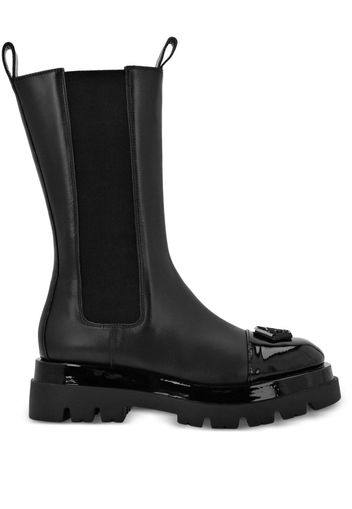 Philipp Plein logo-plaque leather midi boots - Schwarz