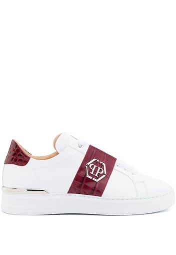 Philipp Plein logo-plaque leather sneakers - Weiß