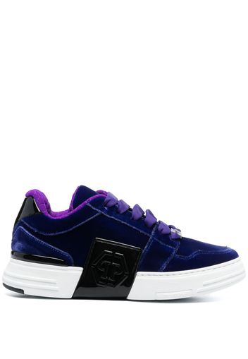 Philipp Plein tonal-logo lace-up velvet sneakers - Violett