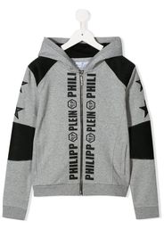 Philipp Plein Junior Kapuzenpullover mit Logo-Print - Grau