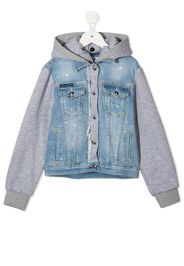 Philipp Plein Junior Jeansjacke mit Teddy - Blau