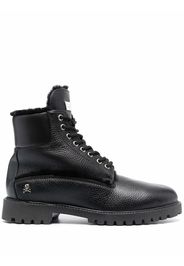 Philipp Plein Schnürstiefel mit Shearling-Futter - Schwarz