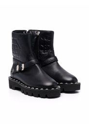 Philipp Plein Bikerstiefel mit Monogramm - Schwarz