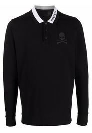 Philipp Plein logo skull print polo shirt - Schwarz