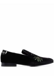 Philipp Plein Loafer mit Palmenstickerei - Schwarz