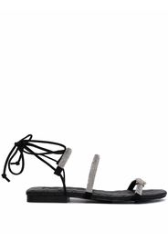 Philipp Plein Flache Sandalen mit Kristallen - Schwarz