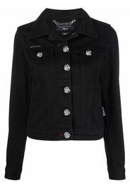 Philipp Plein logo-plaque denim jacket - Schwarz