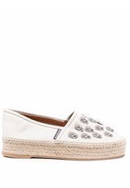 Philipp Plein crystal-embellished leather espadrilles - Weiß