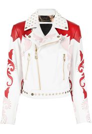 Philipp Plein Intarsien-Lederjacke - Weiß