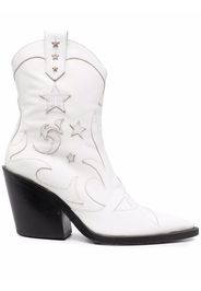 Philipp Plein Cowboystiefel mit Sterndetail - Weiß