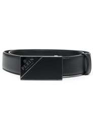 Philipp Plein logo-buckle leather belt - Schwarz