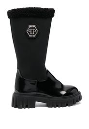 Philipp Plein Stiefel mit Logo-Schild - Schwarz